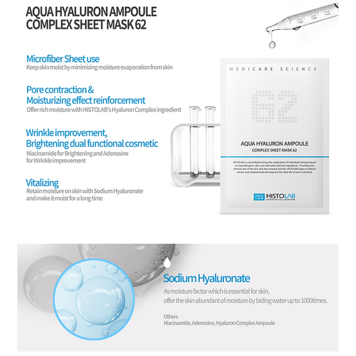 HISTOLAB Aqua Hyaluron Ampoule Complex Sheet Mask 62