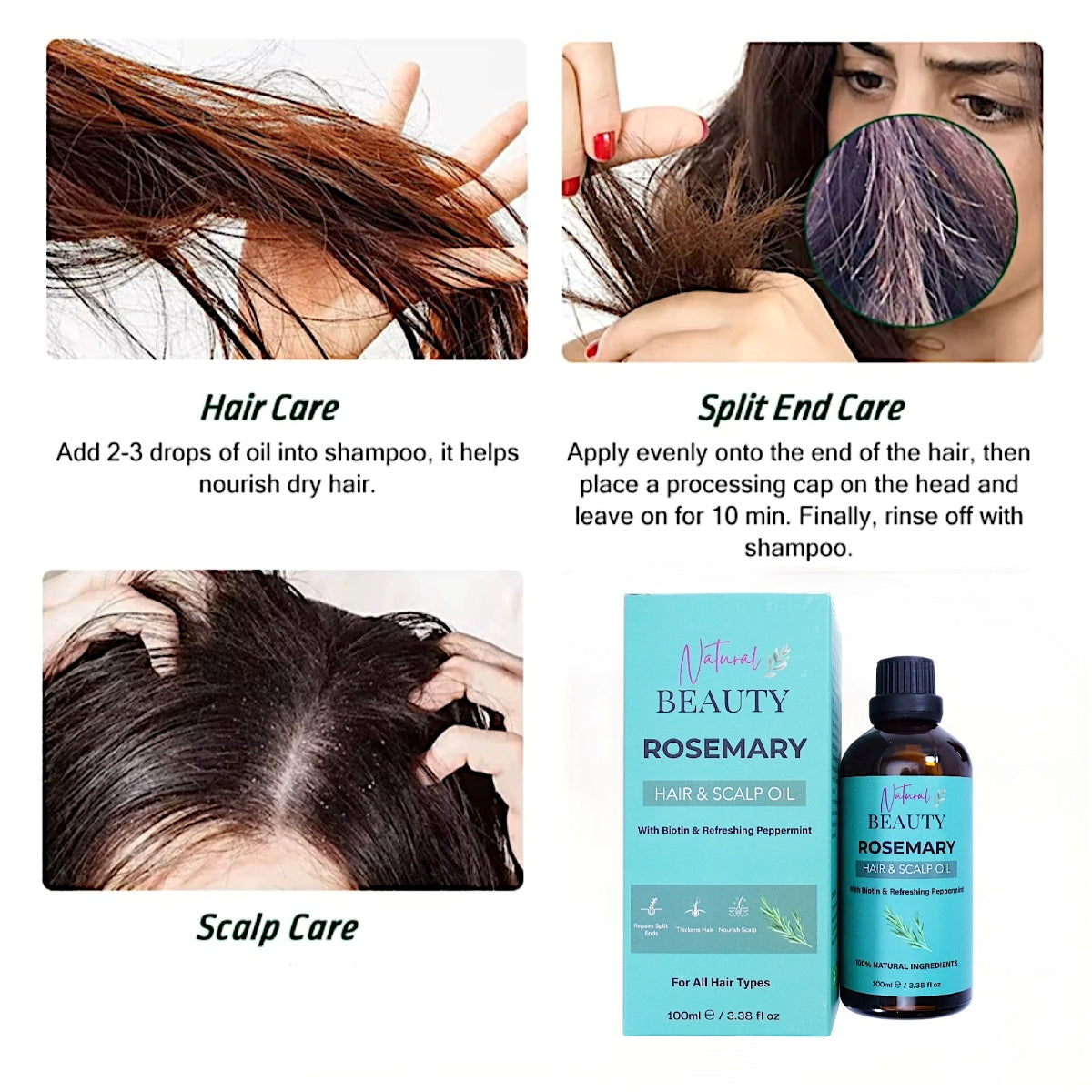 NaturalBeauty Rosemary Hair & Scalp Oil 100ml