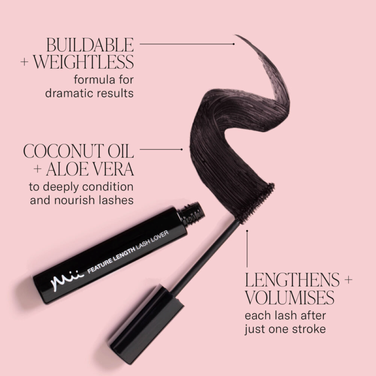 Mii Feature Length Lash Lover Mascara - Black