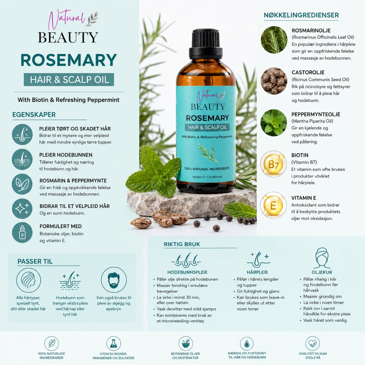 NaturalBeauty Rosemary Hair &amp; Scalp Oil 100ml